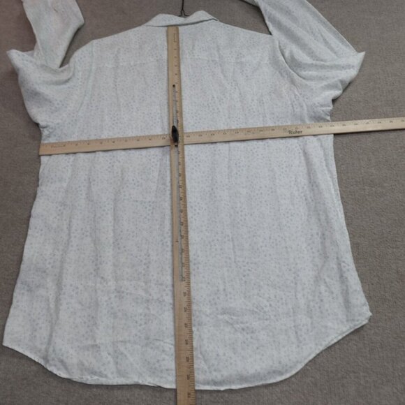 Club Monaco Shirt XL White Floral 100% Linen Button Front - Picture 6 of 9